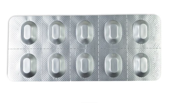 Single silver tablet blister pack isolated — Stockfoto