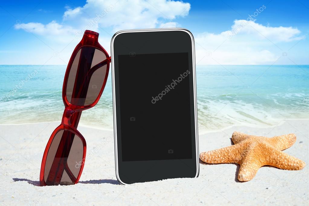 Black Smartphone and Sunglasses