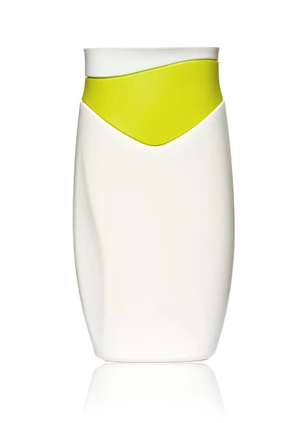 Bottle with suntan lotion on white — Stock Photo, Image