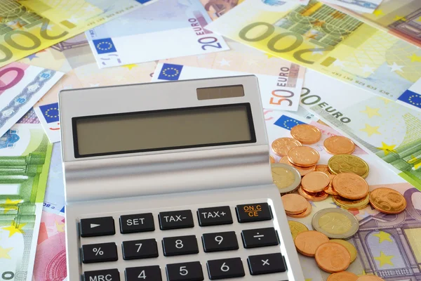 Calculator is on euro currency — Stock Photo, Image