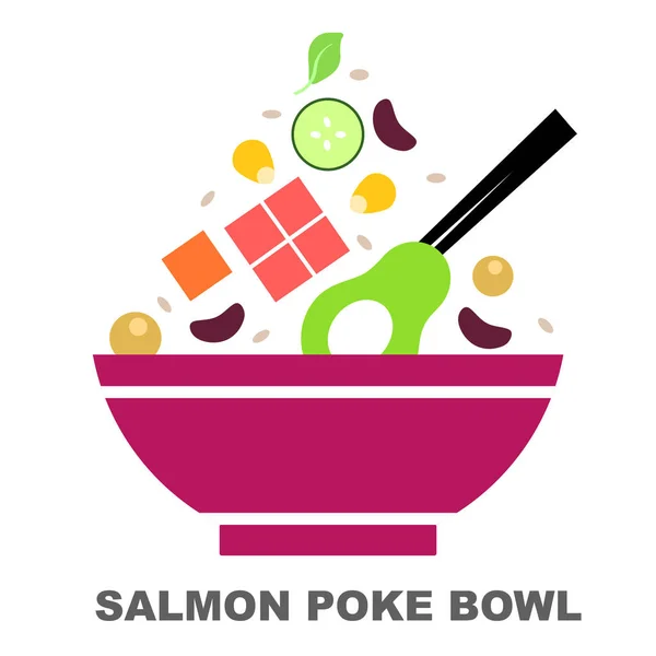 Salmón Poke Bowl Con Ingredientes Saludables Vector De Stock