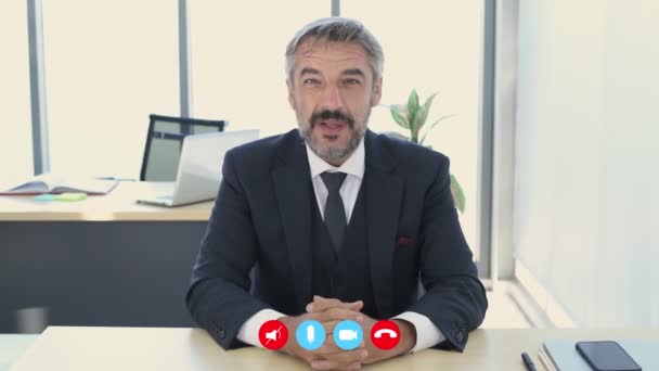 Video Calling Concept Business Men Present Work Office Resolution — Stock Video