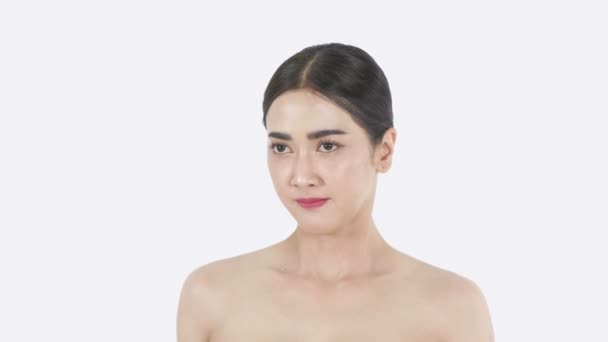 Beauty Concept Resolution Asian Women Stressed Wrinkles Face — Stock Video