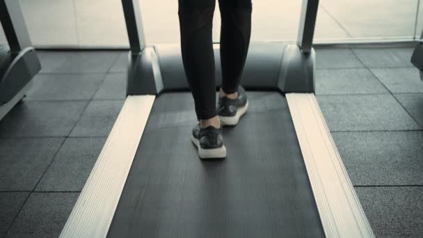 Concept Fitness Résolution Pieds Rapprochés Courent Sur Tapis Roulant — Video