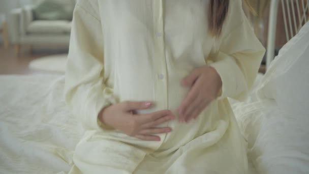 Gravid Kvinna Begreppet Upplösning Asiatisk Kvinna Tar Hand Sig Själv — Stockvideo