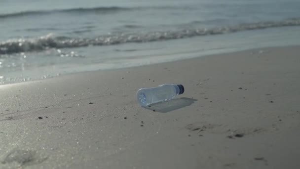 Plastic Pollution Environmental Problem Concept Resolution Volunteers Pick Trash Beach — Stock Video