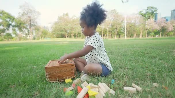 Holiday Concept Resolution Young Girl Playing Alone Garden — Stock Video