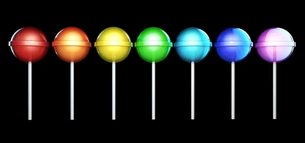 Line of brightly colored lollipops. — Stock Photo, Image