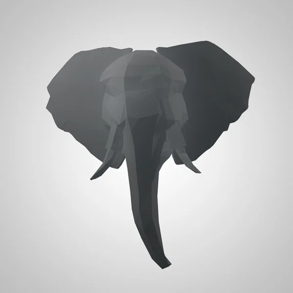 Illustrazione 3D della testa di elefante origami. Elefante poligonale. Testa di elefante in stile geometrico . — Foto Stock