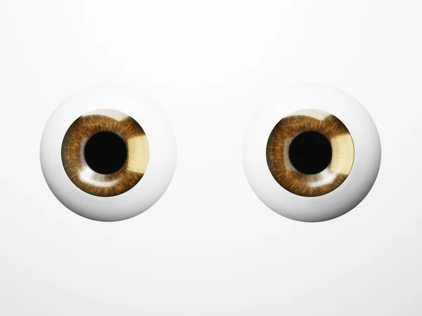 Ilustração 3d de olhos castanhos sobre fundo branco. Íris azul de perto . — Fotografia de Stock