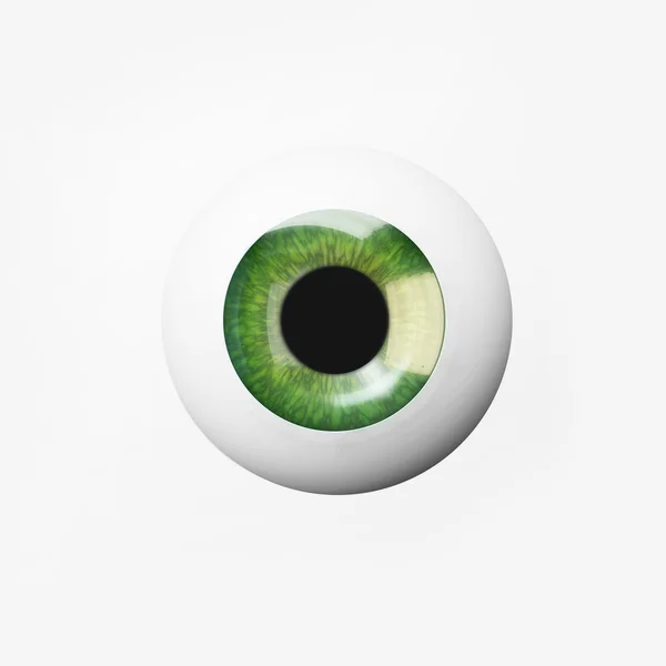 3d illustration of green eye on white background. Blue iris close up. — Stock Photo, Image