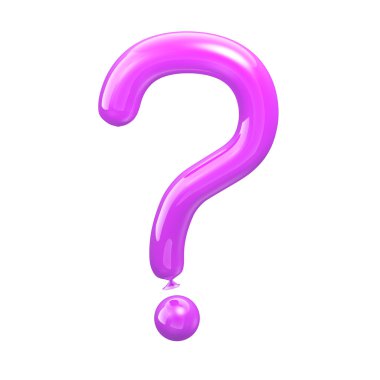 Pembe balon şeklinde bir soru. bir soru işareti 3D çizimi.