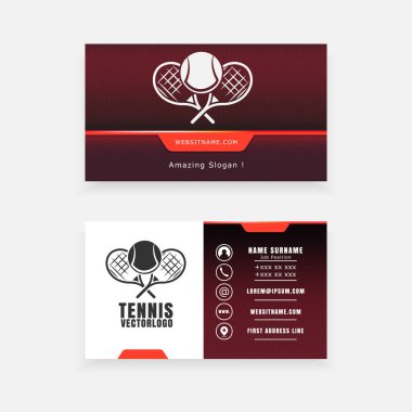 Tenis logosu olan kartvizit, spor okulu konsepti
