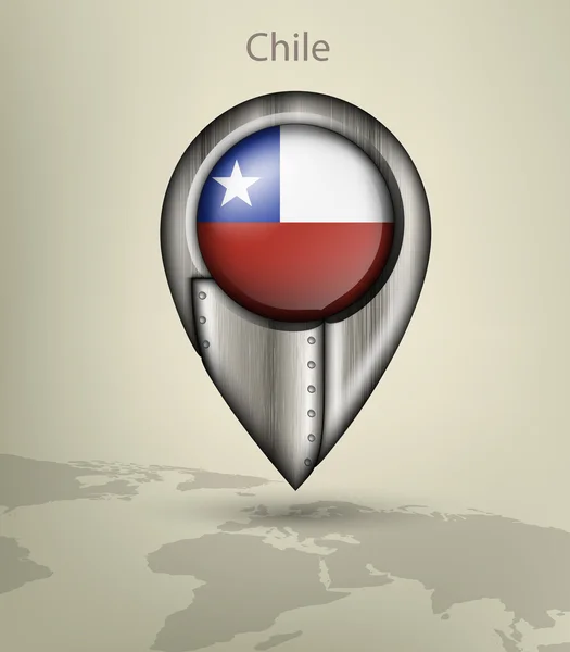 Marcador mapa metal Chile — Vector de stock