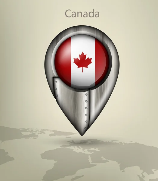 Metal mapa marcador Canadá — Vector de stock