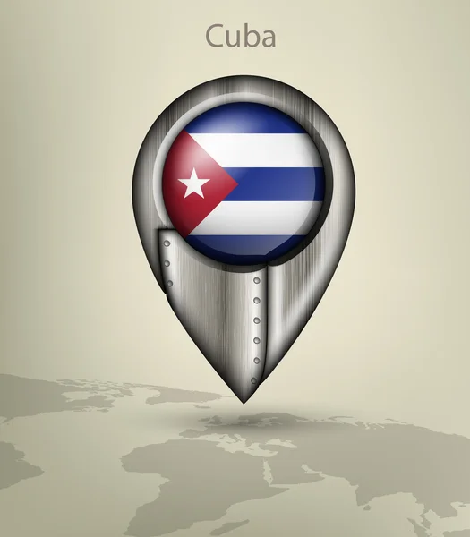 Metalen kaartmarkering Cuba — Stockvector