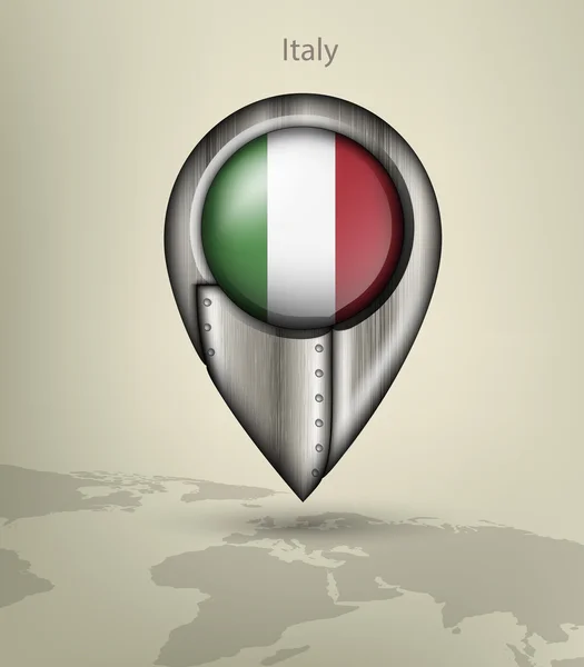 Metal map marker Italy — Stock Vector