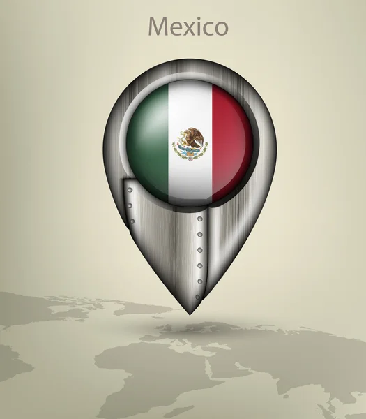 金属的地图标记墨西哥 — 图库矢量图片