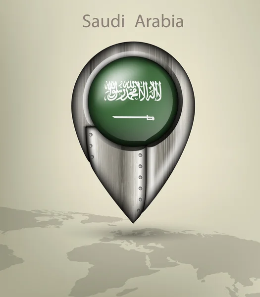 Marcador de mapa de metal Arabia Saudita — Archivo Imágenes Vectoriales