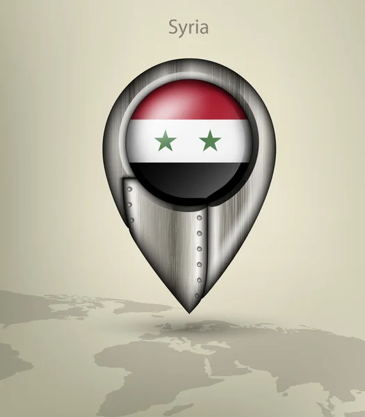 Marqueur de carte en métal Syrie — Image vectorielle