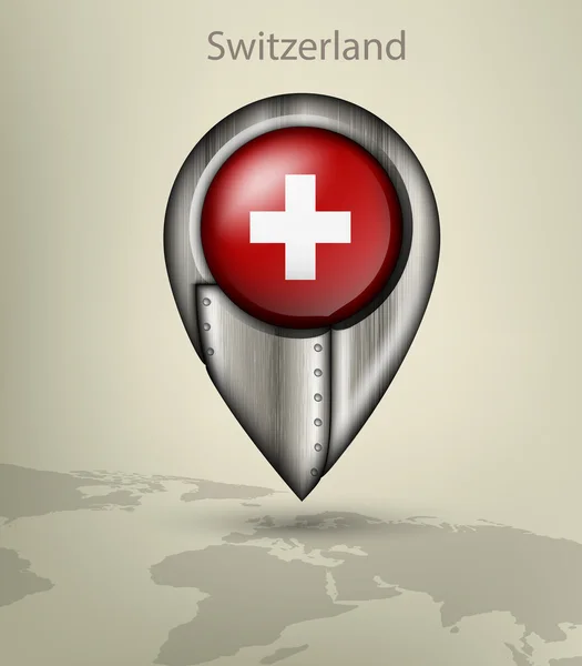 Mappa dettagliata del metallo Svizzera — Vettoriale Stock