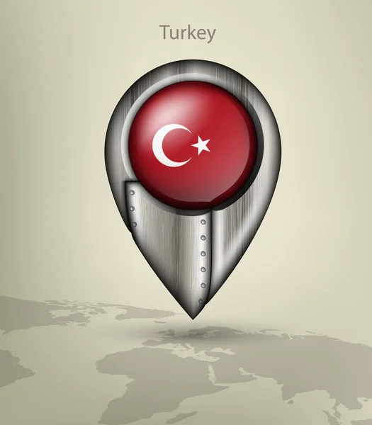 Μεταλλικά Χάρτης δείκτη Τουρκία — Διανυσματικό Αρχείο