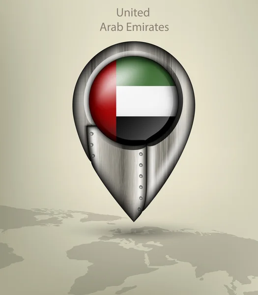 Metal map marker UAE — Stock Vector