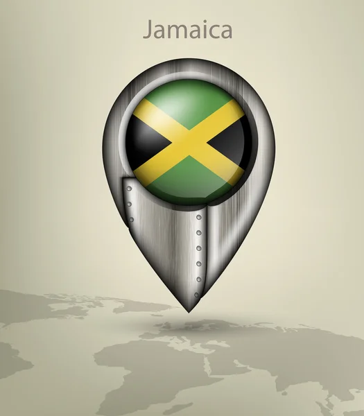 Metal map marker Jamaica — Stock Vector
