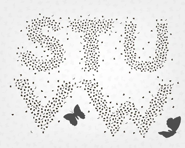 蝶と蛾のアルファベットのセット — ストックベクタ
