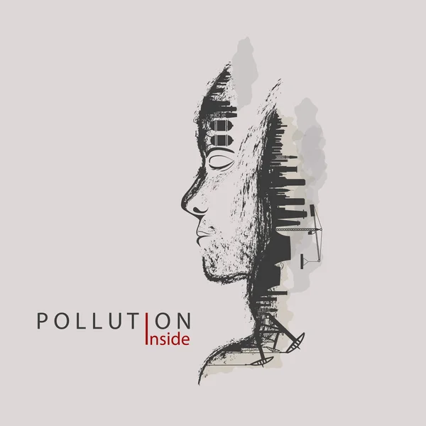 Concepto artístico de contaminación ambiental — Vector de stock