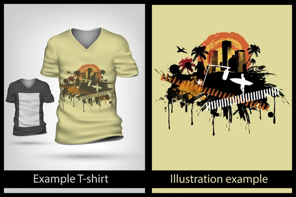 Esempio illustrazione su T-shirt — Vettoriale Stock