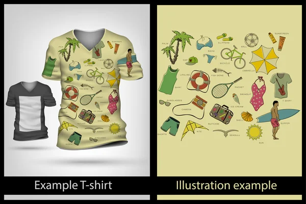 Ejemplo ilustración en camiseta — Archivo Imágenes Vectoriales
