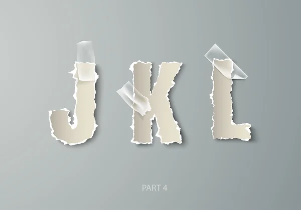 撕碎的纸片从字母 Jkl — 图库矢量图片