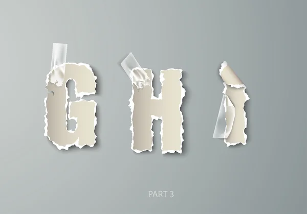 Lettres GHI de papier déchiré — Image vectorielle