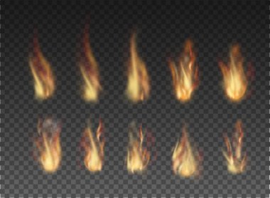 Alev gerçekçi vektör çizimlerinin çatalları. 