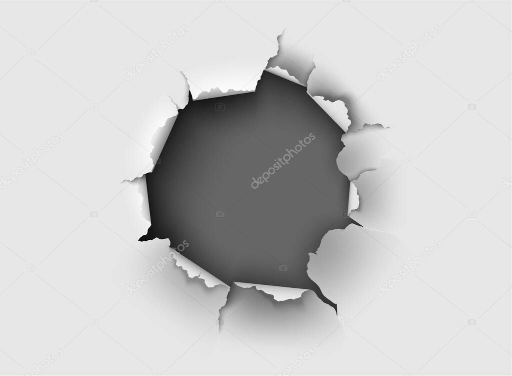 ragged Hole torn in ripped paper on background