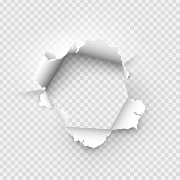 Ragged Hole Torn Ripped Paper Transparent Background — Stock Vector