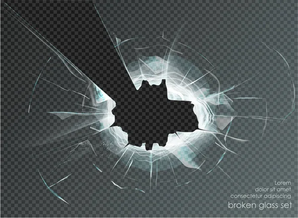 透明背景下的破玻璃孔 — 图库矢量图片