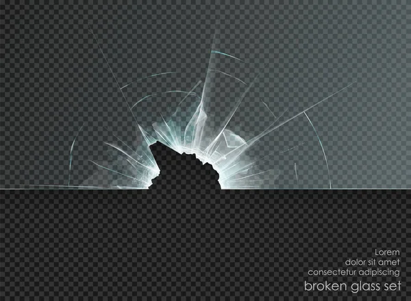 Hole broken glass on transparent background — Stock Vector