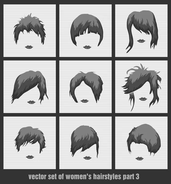 Vector set of womens hairstyles — Stock Vector