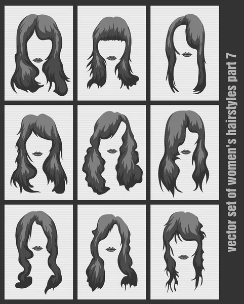 Vector set of womens hairstyles — Stock Vector