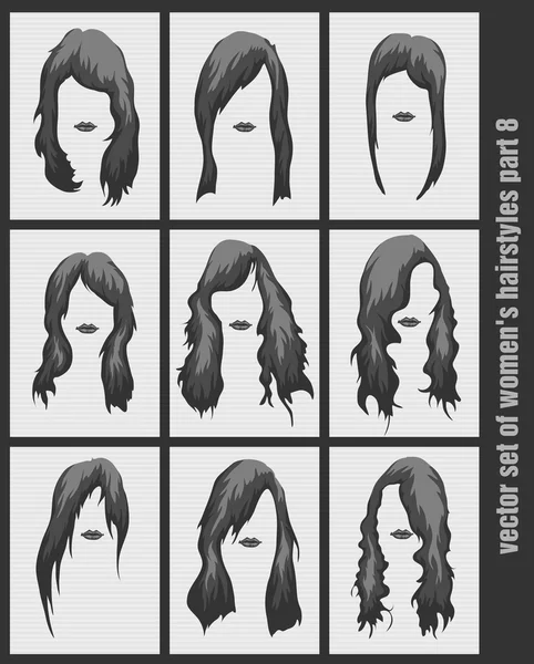 Vector set of womens hairstyles — Stock Vector