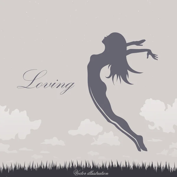 Дівчина стрибає в небі Стокова Ілюстрація