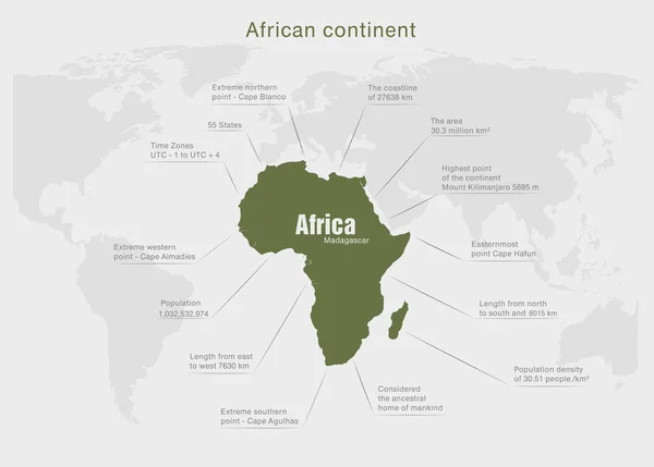 Infografika mapu kontinentu Afrika — Stockový vektor