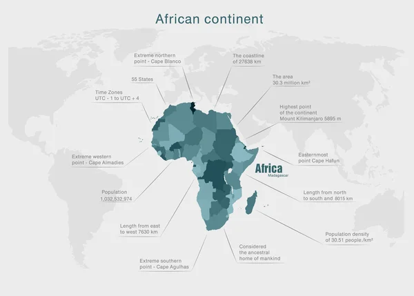 Infographie continent Afrique vert et gris — Image vectorielle
