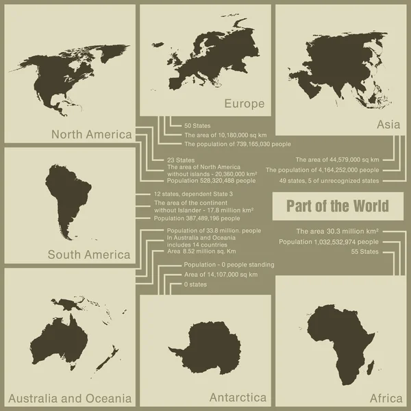 Infographie parties du monde dans la terre — Image vectorielle