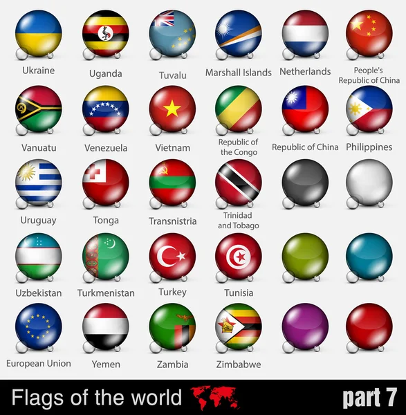 Banderas de todos los países en la bola 3d — Archivo Imágenes Vectoriales