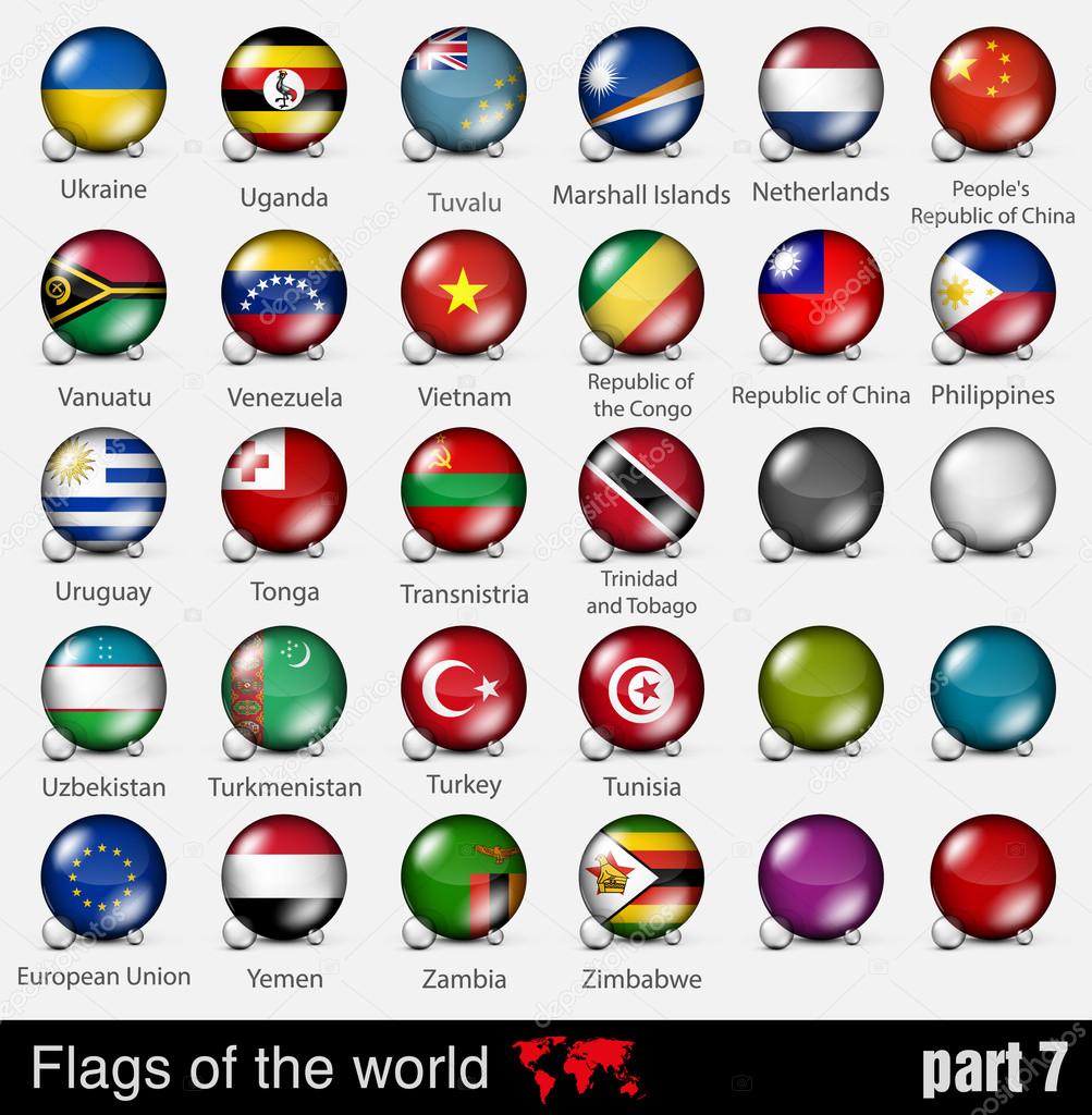 Flags of all countries in the 3d ball