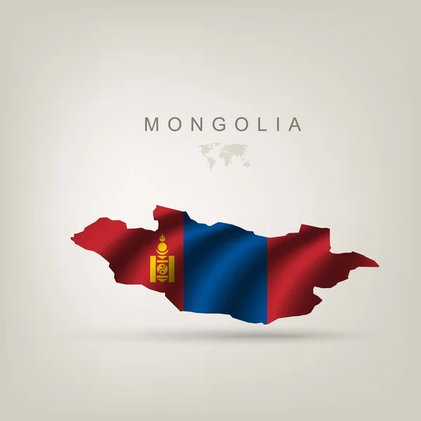 Flagga Mongoliet som ett land — Stock vektor