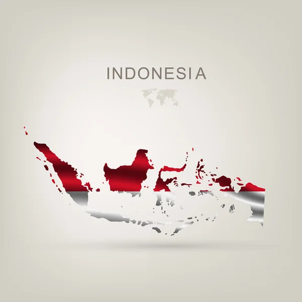 Flagga Indonesien som ett land — Stock vektor